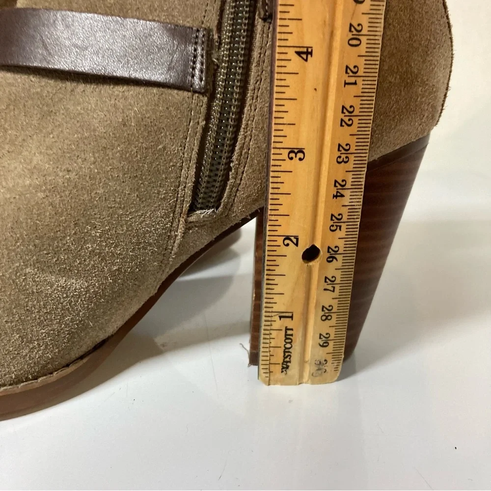 Ivanka Trump Tan and Brown Heel Ankle Booties Slip-On Style 6M ITFILOER-T